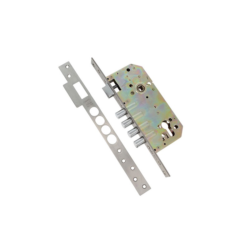 Zamek drzwiowy bolcowy na wkładkę 85/60 chrom mat mod. 100 BASE