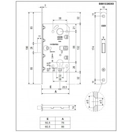 Zamek magnetyczny WAVE na wkładkę 60mm czarny do klamek wpuszczanych