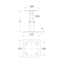 Podstawa belki z regulacją żółty ocynk mod.360