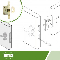 Zamek drzwiowy łazienkowy 47/50 mosiądzowany mod. 2001