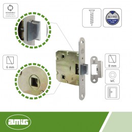 Zamek drzwiowy łazienkowy 47/50 chrom mat mod. 2000 EAN