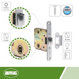 Zamek drzwiowy łazienkowy 47/50 INOX mod. 2000