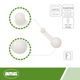 Odbój drzwiowy z blokadą plastikowy biały, odbojnik podłogowy mod. 404