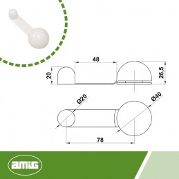 Odbój drzwiowy z blokadą plastikowy biały, odbojnik podłogowy mod. 404