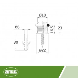 Odbój drzwiowy 22x23mm złoto antyczne odbojnik podłogowy mod. 204