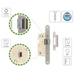Zamek drzwiowy łazienkowy 70/50 INOX mod. 4001