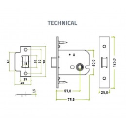Zamek drzwiowy oszczędnościowy 57 F25 inox