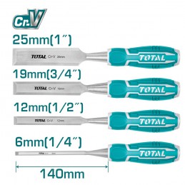 Dłuta zestaw 4szt. rozmiary 6, 12, 19, 25mm mod. THT41K0401 (D) dłuto