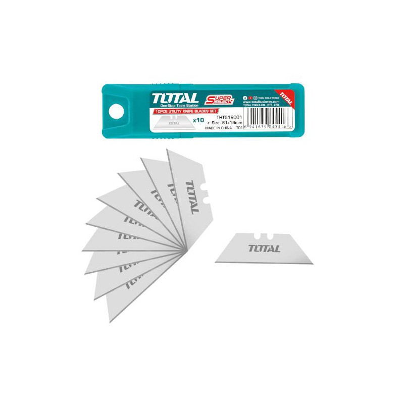 Ostrza zapasowe trapezowe 61x19mm do nożyków zestaw 10szt mod. THT519001 (D)