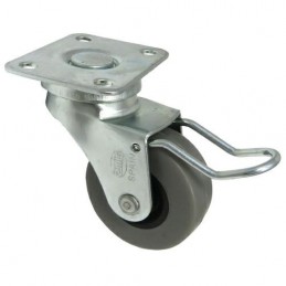 Kółko gumowe 40mm skrętne na płytce z hamulcem szare 17kg mod.2503