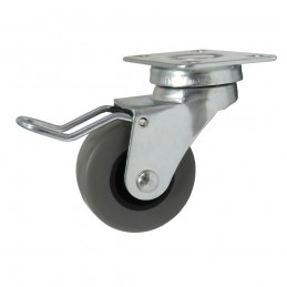 Kółko gumowe 40mm skrętne na płytce z hamulcem szare 17kg mod.2503