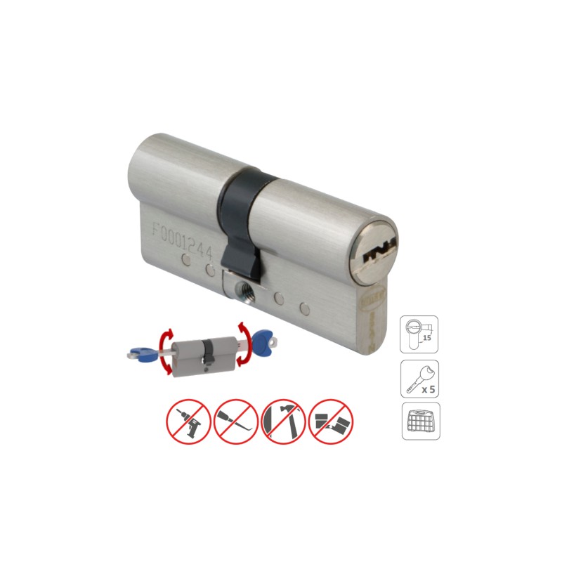 Wkładka drzwiowa 90mm 40/50 chrom mat podwójne sprzęgło mod. 10000