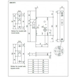 Zamek hakowy łazienkowy BT-35 chrom mat czoło 22x168mm