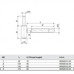 Zawias 175 śr.9x30 40-70 G czarny