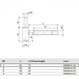 Zawias 85 śr.9x30 40-70 srebrny AGB