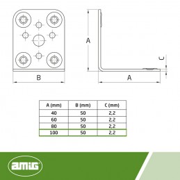 Łącznik kątowy mod.300-100x50 cynk