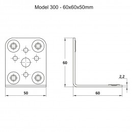 Łącznik kątowy mod.300-60x50 żół.ocy