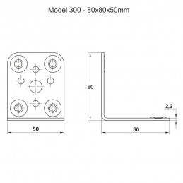 Łącznik kątowy mod.300-80x50 żół.ocy
