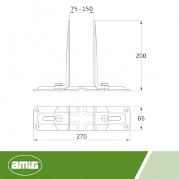 Podstawa belki regulowana 75-150mm żółty ocynk mod.350 do konstrukcji drewnianych