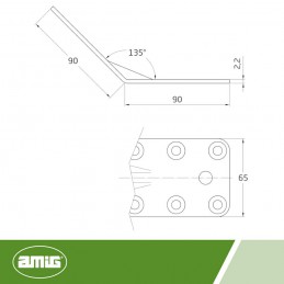 Łącznik kątowy 135stopni 90x90x65 żółty ocynk mod.306