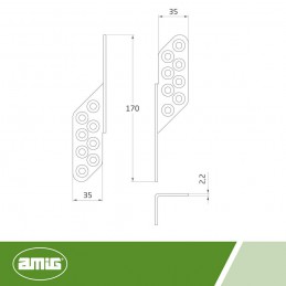 Łącznik kątowy 170mm INOX Prawy mod.305 do belek