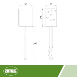 Podstawa belki 90mm inox wpuszczana w beton mod.352