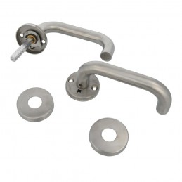 Klamka drzwiowa tzw. bezpieczna INOX rozety okrągłe mod. 3RXD AMIG