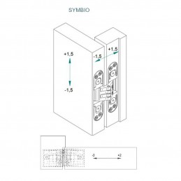 Zawias ukryty wpuszczany SYMBIO 30 max 60kg + osłonki chrom mat