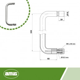 Pochwyt do drzwi szklanych pojedynczy 300x19mm inox mod.7