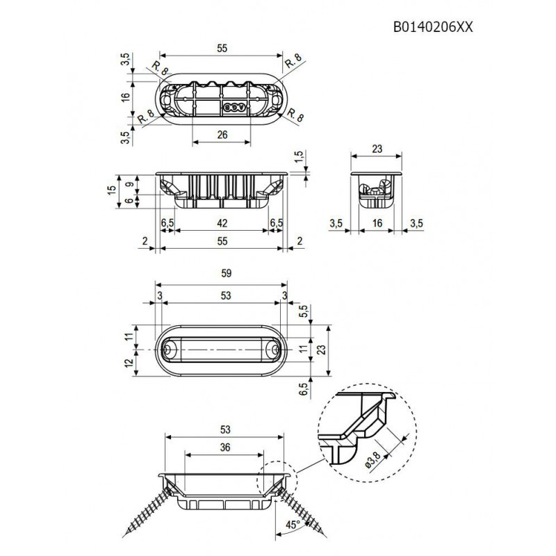 Zaczep bez magnesu MINIMAL niklowany do Mediana Evolution i Centro