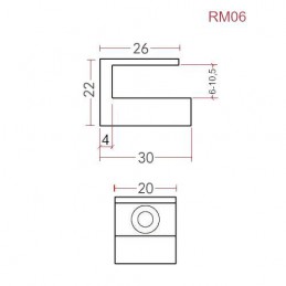 Podpórka Uchwyt do szkła 6-10mm czarny mat mod. RM06