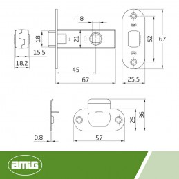 Zamek oszczędnościowy 45mm niklowany zaokrąglony mod.12R