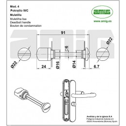 Pokrętło blokady WC trzpień 6mm mosiężne mod. 4
