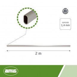 Pręt drążek ubraniowy owal 30x15mm dł. 2m srebrny mod.1