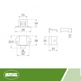 Zatrzask meblowy cynkowany 22,5x29mm mod. 00 2szt.