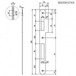 Zaczep 22x238mm z najazdem 10mm mosiądzowany do zamków PATENT