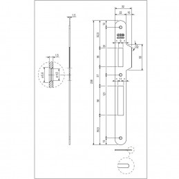 Zaczep z najazdem 22x238mm niklowany naj. 10mm do zamków EUROPA