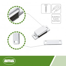 Zatrzask meblowy magnetyczny pojedynczy biały 43x15mm mod. 5