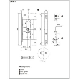 Zamek do drzwi składanych DUETTO E35 chrom mat komplet