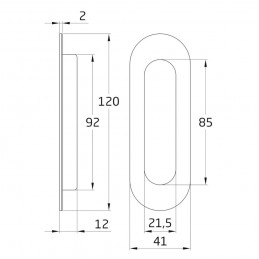 Uchwyt wpuszczany 11-120x40 INOX
