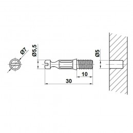 Śruba meblowa do mimośrodu 20x9,5x6mm cynkowana mod.50
