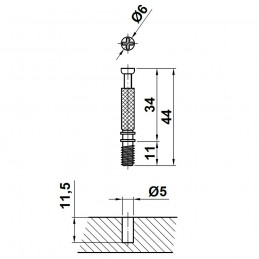 Śruba meblowa do mimośrodu 45x34x11mm do drewna cynkowana mod.55