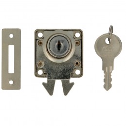 Zamek meblowy do drzwi przesuwnych fi.19mm niklowany mod.2A