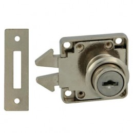 Zamek meblowy do drzwi przesuwnych fi. 19mm niklowany mod.2A DIS