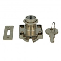Zamek meblowy do drzwi przesuwnych fi. 19mm niklowany mod.2A DIS