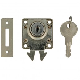 Zamek meblowy do drzwi przesuwnych fi. 19mm niklowany mod.2A DIS