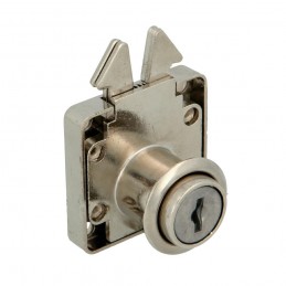 Zamek meblowy do drzwi przesuwnych fi. 19mm niklowany mod.2A DIS