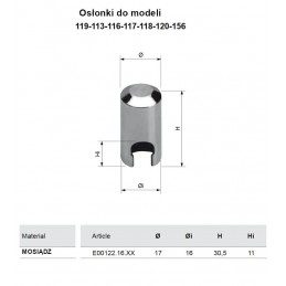 Osłonka zaw.płas.119.. 16mm mosiężn