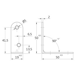 Kątownik budowlany 50x50x19mm mod.3 żółty ocynk