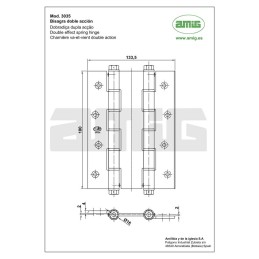 Zawias wahadłowy aluminiowy 180mm złoty mod. 3035